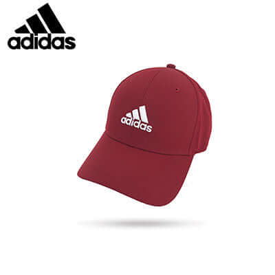 adidas Performance Sports Cap in burgundy with white logo, perfect corporate gift for athletes.