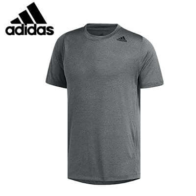 adidas Tech Sports Tee Shirt in grey, perfect for workouts, featuring breathable fabric and iconic logo, ideal as a corporate gift.