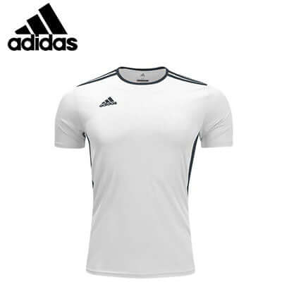 adidas Training Tee in white, lightweight jersey ideal for sports and corporate gift options.