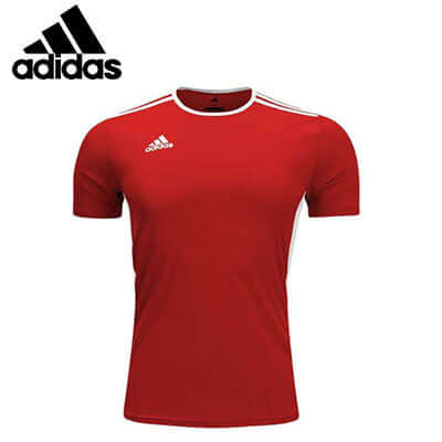 adidas Training Tee in vibrant red, ideal for sports, corporate gifts, and workouts, made from 100% polyester.