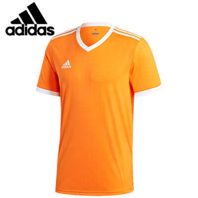 adidas V-Neck Sports Tee Shirt in vibrant orange, perfect for workouts and as a Corporate Gift.