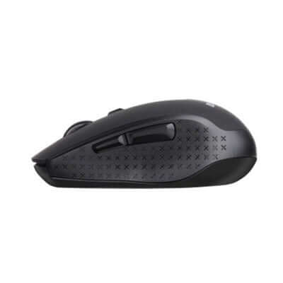 Verbatim Silent Wireless Mouse with Invisible Optic side view showcasing its sleek design and silent buttons.