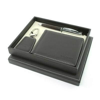 Balmain Pen, Key Holder and Wallet Set - Brown Corporate Gifts Singapore