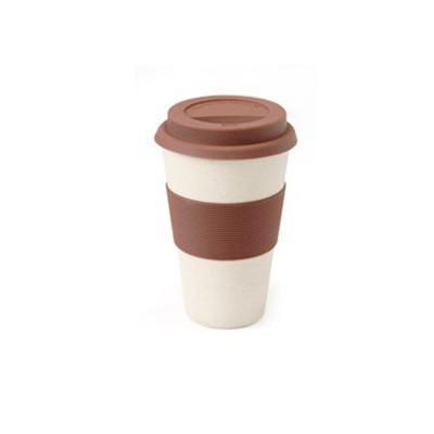 Bamboo Fibre Mug with silicone lid and holder for eco-friendly on-the-go use.