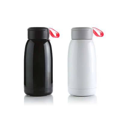 Hello Stainless Steel Thermos in black and white, stylish hydration solution for corporate gifts.