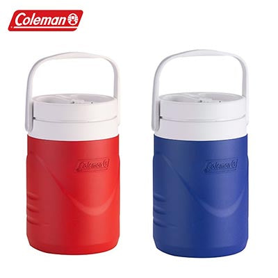 Coleman 1-Gallon Beverage Cooler (3.8 Litre) in red and blue for refreshing drink options.