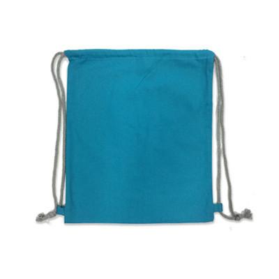 Canvas Drawstring Bag in vibrant teal color, perfect for daily use and corporate gifts.