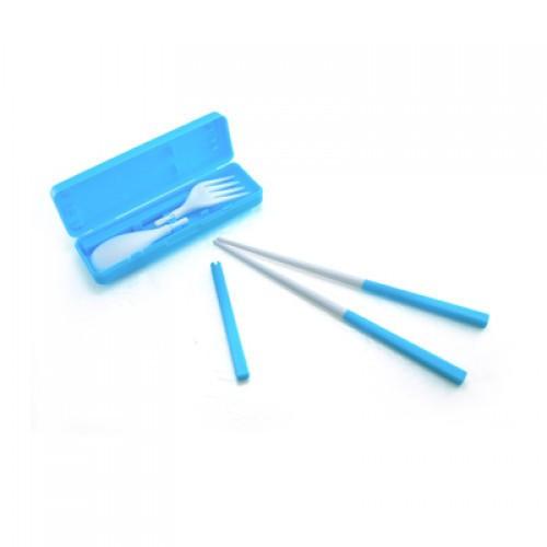 Convenient Cutlery Set in blue case featuring fork and chopsticks, perfect as a corporate gift.