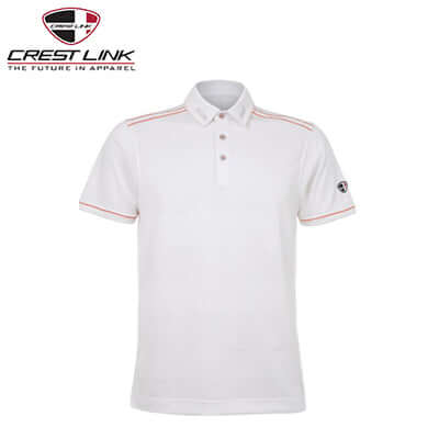 Crest Link Polo T-shirt Short Sleeve (80380980) in white with neat collar and short sleeves.