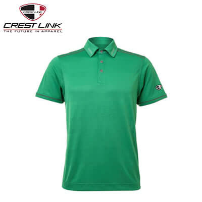 Crest Link Polo T-shirt Short Sleeve (80380980) in green, stylish microfiber polo suitable for corporate gifts.