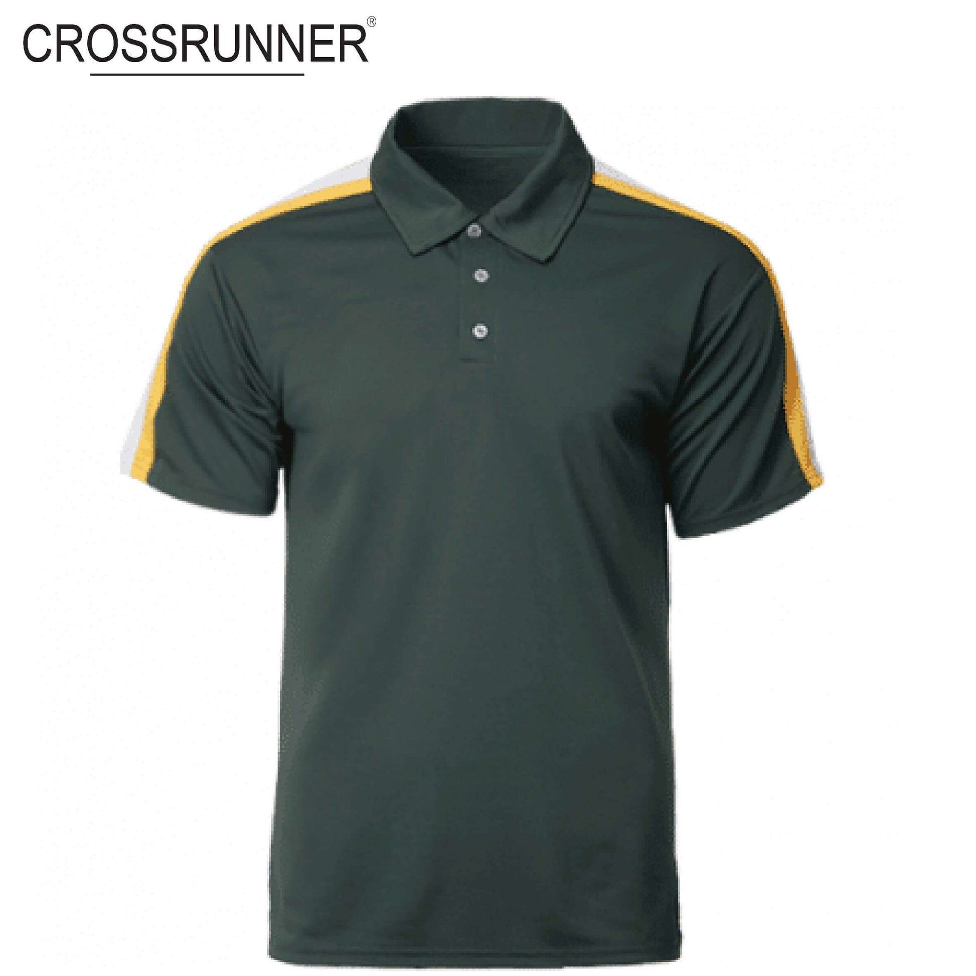 Crossrunner 1600 Waist Panel Polo T-Shirt with contrast color shoulder panels, stylish and comfortable.