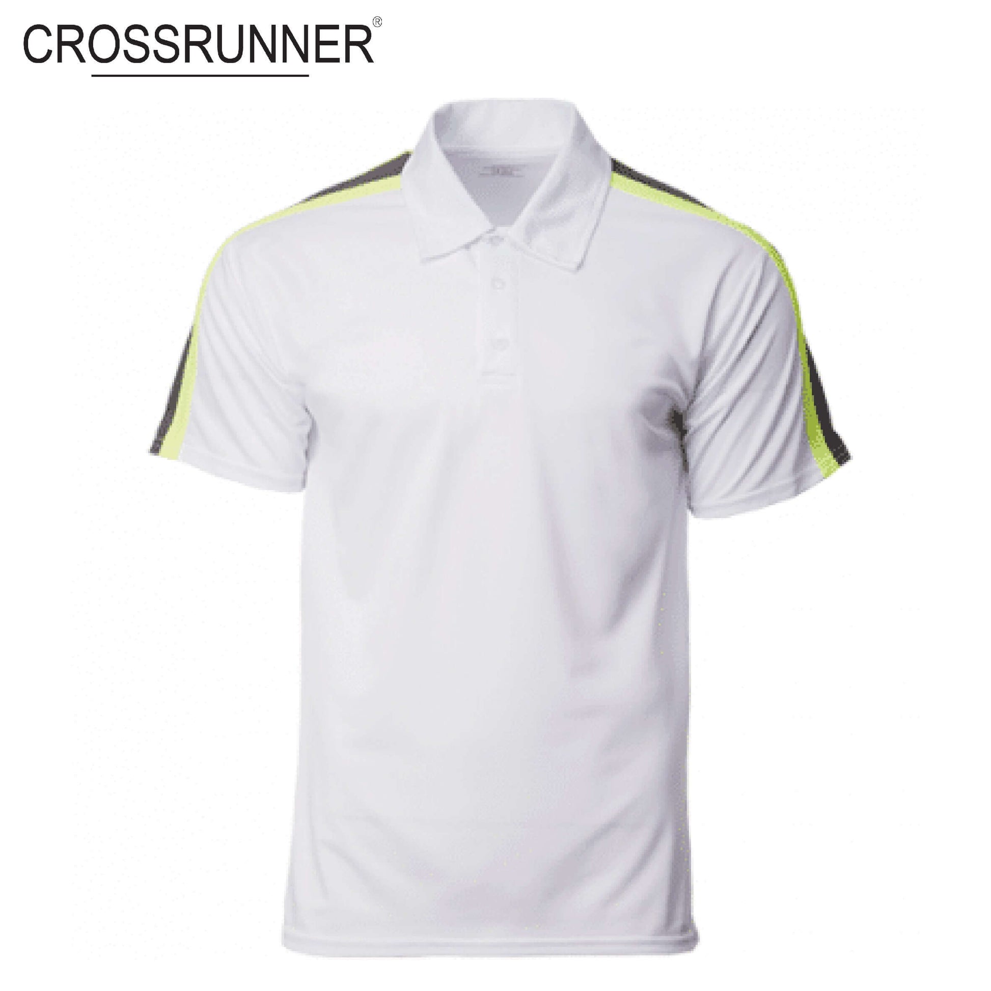 Crossrunner 1600 Waist Panel Polo T-Shirt in white with contrast shoulder panels