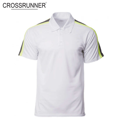 Crossrunner 1600 Waist Panel Polo T-Shirt in white with contrast shoulder panels