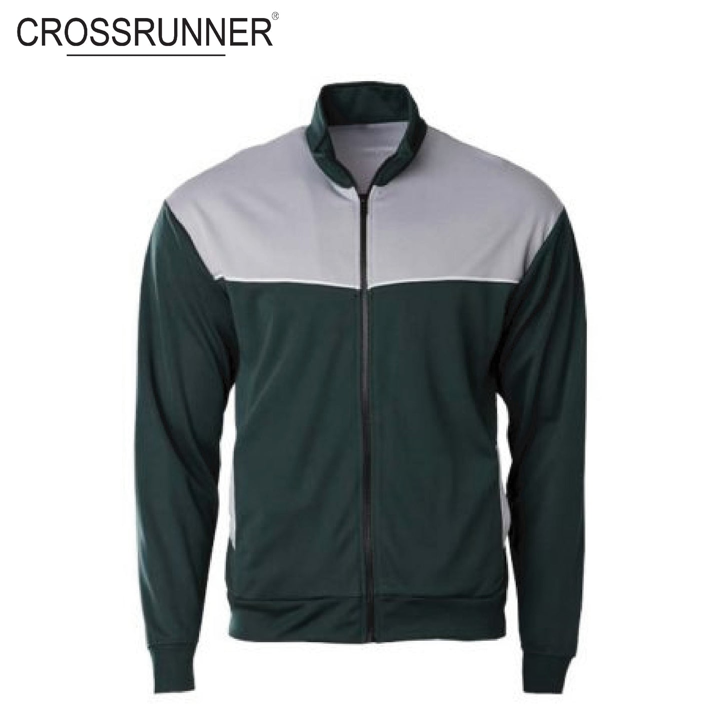 Crossrunner 1200 Neil Tracksuit in dark green with full zipper and classic Raglan styling for athletes.