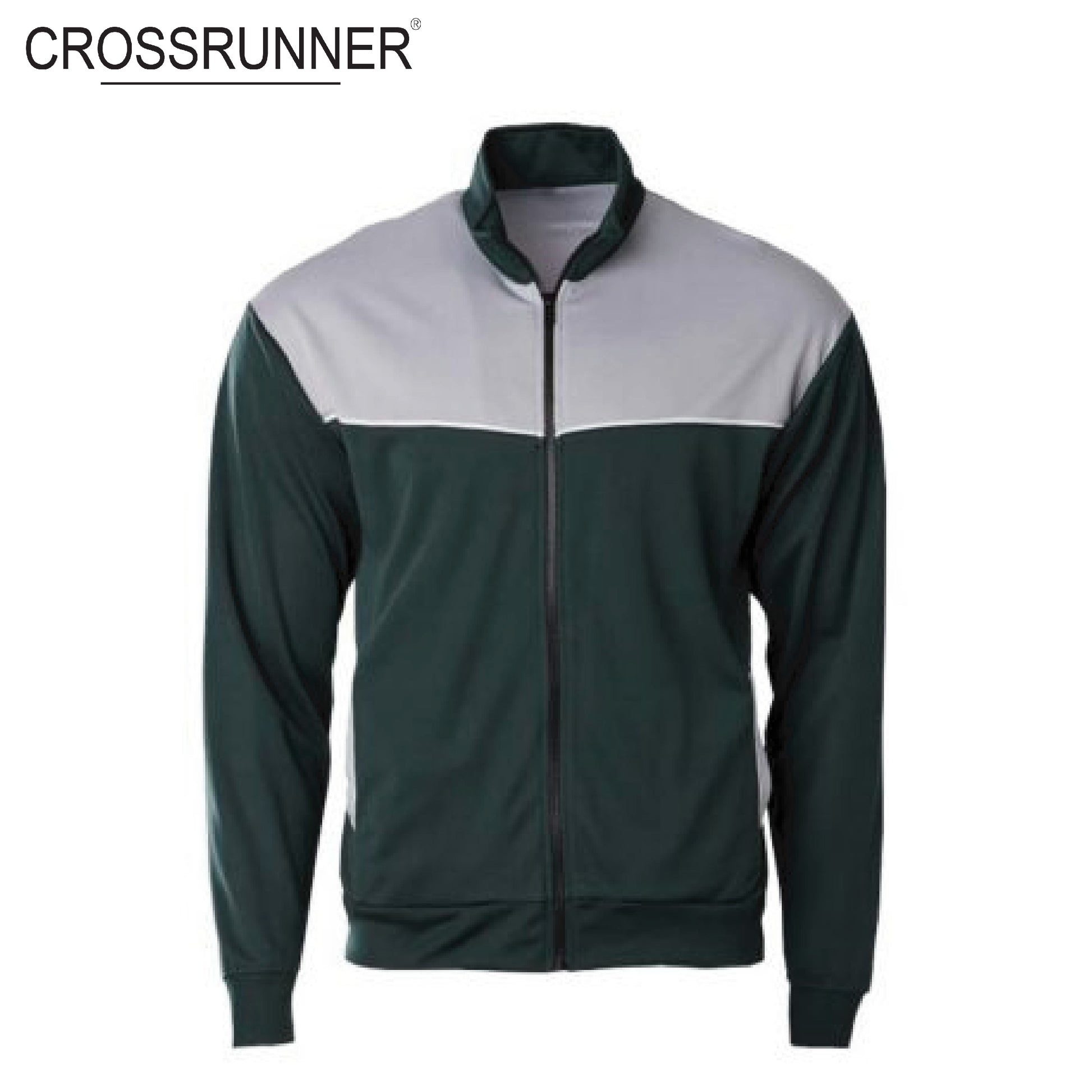 Crossrunner 1200 Neil Tracksuit in dark green with full zipper and classic Raglan styling for athletes.