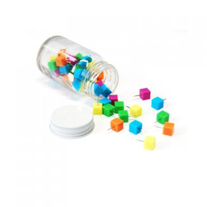 Cube Shape Push Pin in Glass Jar Corporate Gifts Singapore