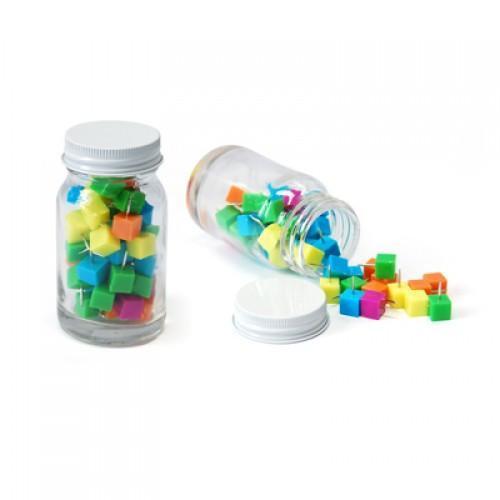 Cube Shape Push Pin in Glass Jar Corporate Gifts Singapore