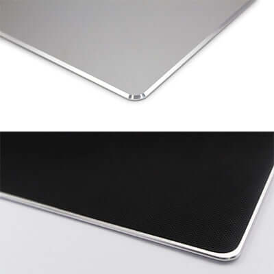 BrandCharger Alumina Aluminium Mouse Pad with sleek silver border and textured black underside for superior grip.