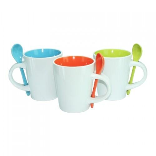 Dual Colour Ceramic Mug with Spoon Corporate Gifts Singapore