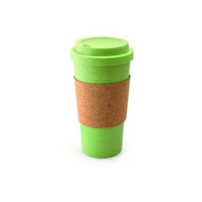 Eco Friendly Mug with Cork Sleeve in green color with cork sleeve, perfect for corporate gift.