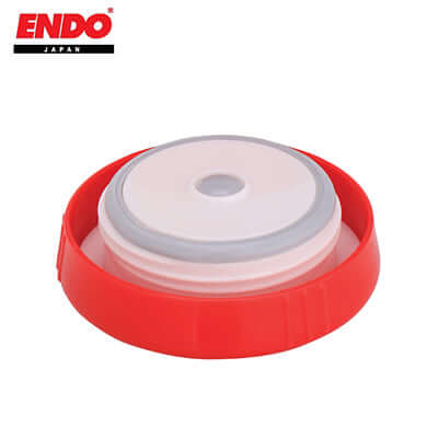 ENDO 400ml Double Stainless Steel Food Jar lid in red, designed for optimal food insulation and safety.