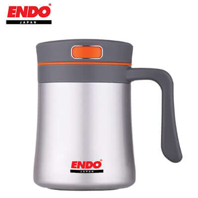 ENDO 400ML Anti--Bac Double S/Steel Mug showcasing stainless steel design and heat-resistant features.
