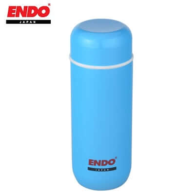 200ml Double Stainless Steel Flask in blue from ENDO, ideal for corporate gift and keeping drinks warm.