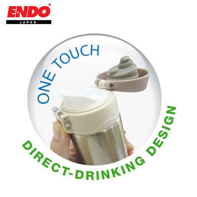 ENDO 300ml Double Stainless Steel Mug with direct-drinking design and one touch lid for easy access