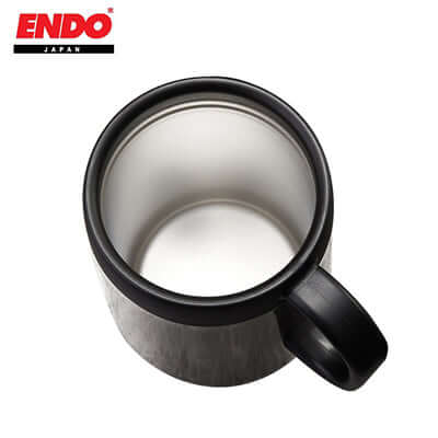 ENDO 480ml Double Stainless Steel Mug top view showcasing durable design and sleek finish.
