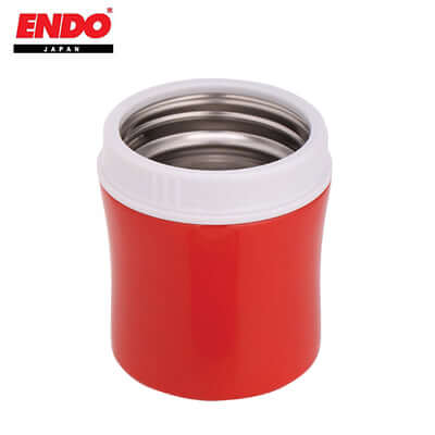 ENDO 400ml Double Stainless Steel Food Jar in red color, perfect for keeping meals warm.