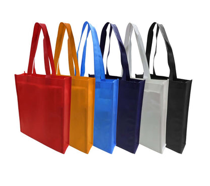 A4 Portrait Non-Woven Bag in multiple colors including red, orange, blue, navy blue, white, and black.