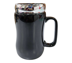 400ml Black Porcelain Mug with Silver Acrtlic Lid Corporate Gifts Singapore
