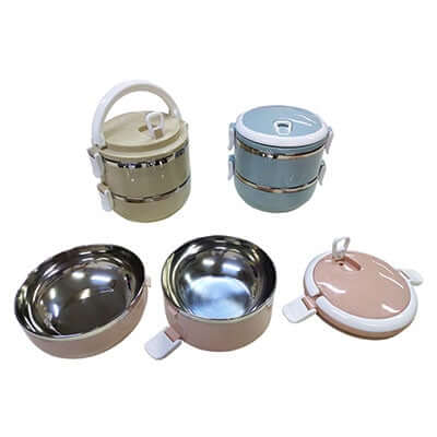 2-Tier Stainless Steel Lunch Box (Gloss finishing) in stylish colors, ideal for meal packing and corporate gifts.