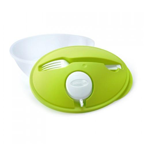 Freshcore Lunch Box with Fork and Sauces Storage featuring integrated fork and sauce container lid.