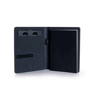 Open Functional Seminar Folder showcasing compartments for phone, cards, and a notebook, ideal corporate gift.
