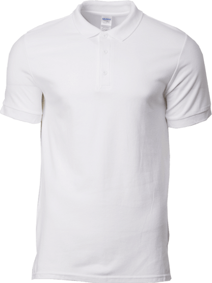 Gildan Premium Cotton Sport Polo in white, ideal for corporate gifts and casual wear, featuring a classic design and comfortable fit.