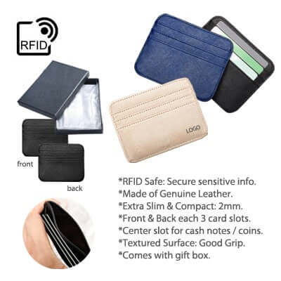 RFID Safe 6 Slot Extra Slim Leather Travel Wallet Corporate Gifts Singapore