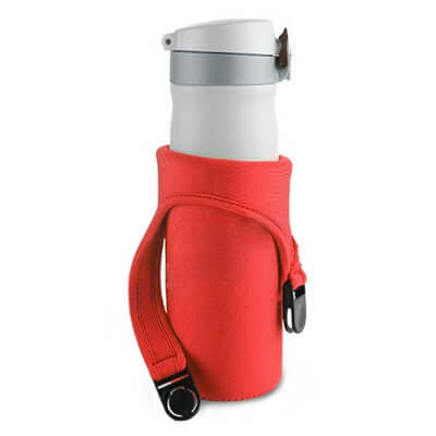 BUCKLE Release Neoprene Thermos Mug Cover in red, providing waterproof and shock-proof protection for thermoses.