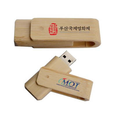Bamboo Swivel USB Flash Drive with logo imprint, perfect for corporate gifts.