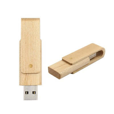 Bamboo Swivel USB Flash Drive showcasing unique wood grain design, ideal for corporate gifts.