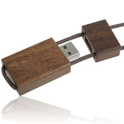 Wooden USB Flash Drive With Sliding Cord Lanyard Corporate Gifts Singapore