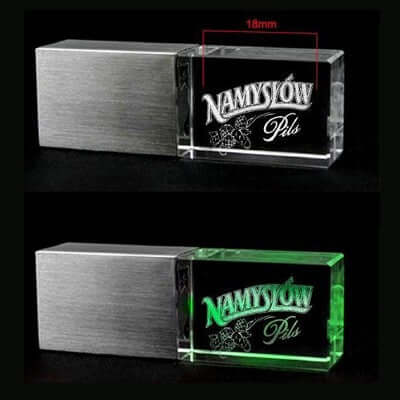 Brushed Metal Crystal USB Drive with LED Light Corporate Gifts Singapore