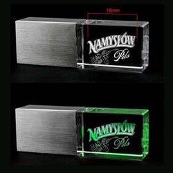 Brushed Metal Crystal USB Drive with LED Light Corporate Gifts Singapore