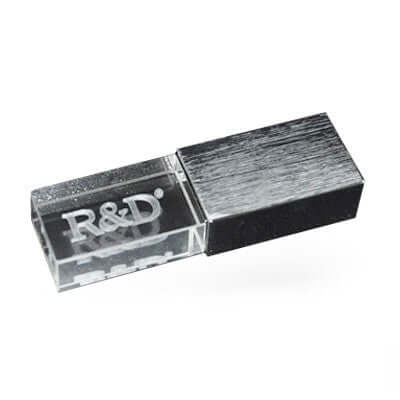 Brushed Metal Crystal USB Drive with LED Light Corporate Gifts Singapore