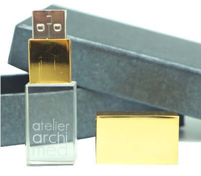 Gold Cap Crystal USB Drive with LED Light Corporate Gifts Singapore