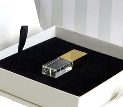 Gold Cap Crystal USB Drive with LED Light Corporate Gifts Singapore