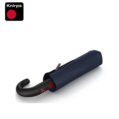 Knirps T.260 Medium Duomatic With Crock Handle Umbrella in navy blue case for convenient storage.