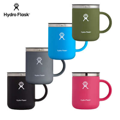 HydroFlask 12oz Coffee Mug in various colors, perfect as a Corporate Gift for coffee lovers.