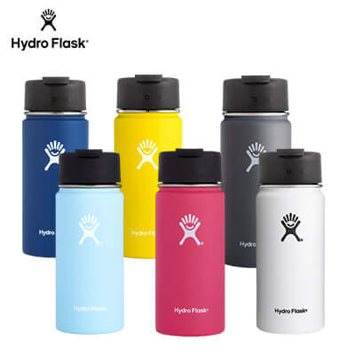 HydroFlask 16 oz Coffee Flask in various colors showcasing the stylish design and insulation features.