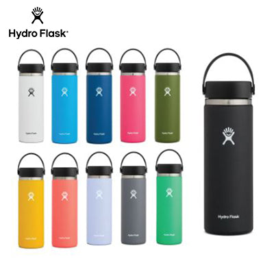 HydroFlask 20oz Wide Mouth Bottle in various colors, perfect for adventures and a great corporate gift.